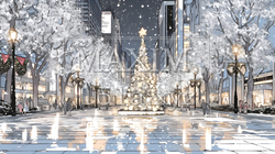 ホワイトクリスマスの都会の夜 | 8586327-6658