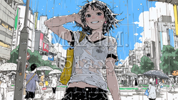 夏の急な雨でびしょ濡れの若い女性｜8601626-10191