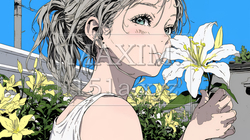 ユリの花と若い女性 | 8606915-9796