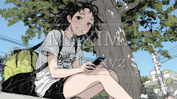 嬉しそうな表情でスマホを使っている女性 | 8610302-11470