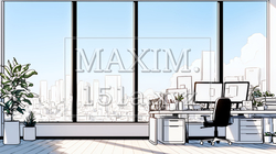 近代的なオフィス空間（シンプルな色使い） | 8615436-11240