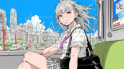電車で通学している女子高生 | 8621496-13056