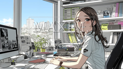職場のデスクでパソコンに向かって仕事をしているビジネスウーマン | 8627356-15665