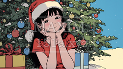 クリスマスツリーと少女 | 8635738-6576