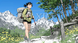 ソロハイキング（ソロ登山）を楽しんでいる若い女性 | 8640983-10391