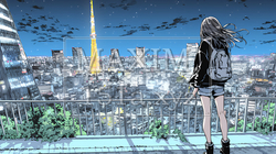都市の夜景を眺めている女性 | 8654481-13032