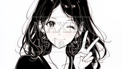 アイドルのように顔の横でピース＋ウィンクしている若い女性（シンプルな色使い） | 8656215-14768