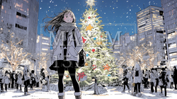 ホワイトクリスマスの都会の夜 | 8674443-6664