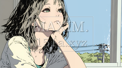 じっと遠くを見つめている若い女性 | 8681478-8809