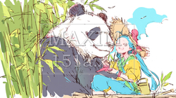 さようなら・元気でね！わたしたちのパンダ（クレヨン＋水彩画風） | 8684625-9169
