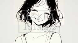 「うふふ」と微笑んでいる若い女性（シンプルな色使い） | 8687957-12906