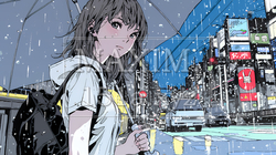 雨の日に傘をさして歩く若い女性｜8748163-16242