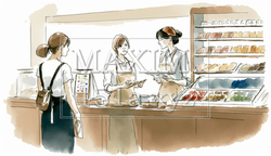 ファストフードコーヒー店での客と店員のやりとり