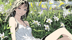 ユリの花と若い女性 | 8743567-9794