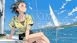 ヨットに乗っている若い女性 | 8747351-10246