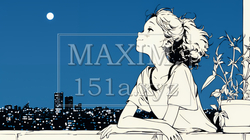 ベランダで夜風に当たりながら都会のランドスケープを眺め休む若い女性（シンプルな色使い） | 8760992-16176