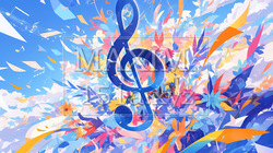 音符など音楽記号をテーマにした背景画像 | 876377-8872