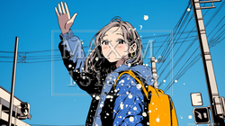 手を振って挨拶している若い女性 | 8766212-5084