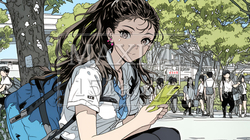 通学中にスマホをいじくっている女子高生 | 8771554-7270