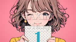数字の「1」を掲げている若い女性 | 8783376-15458