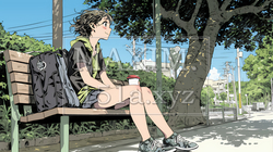 公園のベンチでひとり静かにくつろぐ若い女性 | 8783477-15742