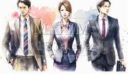 コーポレート・ガバナンス：会社の社員が自信を持って前を見据えて歩いていることで表現