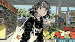 スーパーマーケットで買い物をしている若い女性 | 8796754-15800