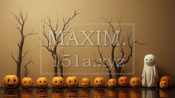 ハロウィンの基本的要素を捉えたミニマルアート（minimalism）な表現：精緻CG | 8809151-1026