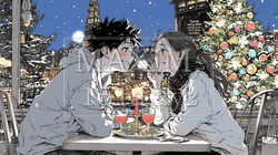 クリスマスディナーを楽しんでいる若いカップル | 8813301-13666