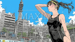 スクール水着を着ている女学生