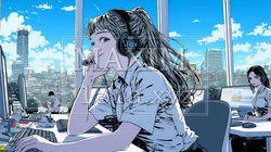 近代的なコールセンターのオフィスで働く女性オペレーター | 8823536-9787