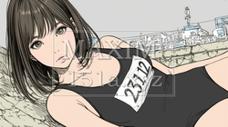 スクール水着を着ている女学生