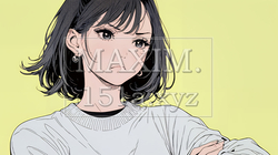 眉をひそめている女性：腕を組んで不安そうに立っている女性