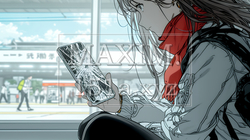 画面が激しく割れているスマートフォンを手にしているいる若い女性 | 885100-8475
