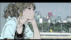 思案・反省・諦め；窓から流れ落ちる雨粒を見つめる若い女性 | 8875642-15316