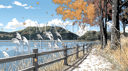 水辺の紅葉風景 | 8885704-5960