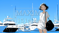 沖縄のヨットハーバーに立つ若い女性（シンプルな色使い） | 8891935-15243
