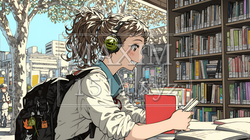 書店で本を選ぶ女子高生 | 8902741-16076