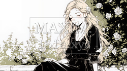 バラ園を散策している若い女性（シンプルな色使い） | 8914119-11042