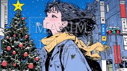 ホワイトクリスマスの街を歩く若い女性 | 8914688-6650