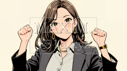 ガッツポーズ（拳を握って力強く）をしているビジネスウーマン | 8930756-13759