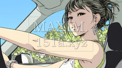 自動車を運転する若い女性｜爽やかで自然なドライブ風景のイラストポートレート｜