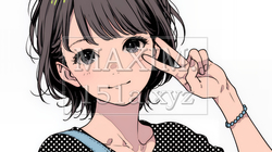 笑顔でピースサインを見せる若い女性 | 8941797-14272