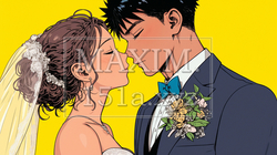 結婚式で見つめ合う新郎新婦：キス｜8946100-9120
