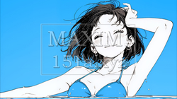 ビキニ姿の若い女性（シンプルな色使い） | 8945042-10053