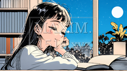 資料（本）を読みながら、うとうと眠ってしまう若い女性 | 8962437-16011