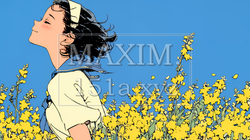 菜の花畑にいる若い女性 | 897389-7752
