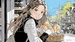 近所のパン屋で焼きたてパンを買う若い女性 | 8976127-16197