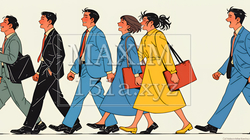 定時退社で帰宅を喜ぶ会社員｜ワークライフバランスと働き方改革のビジネスイメージ | 898965-17347