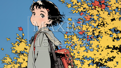 紅葉の小径を歩く少女 | 9015842-5885